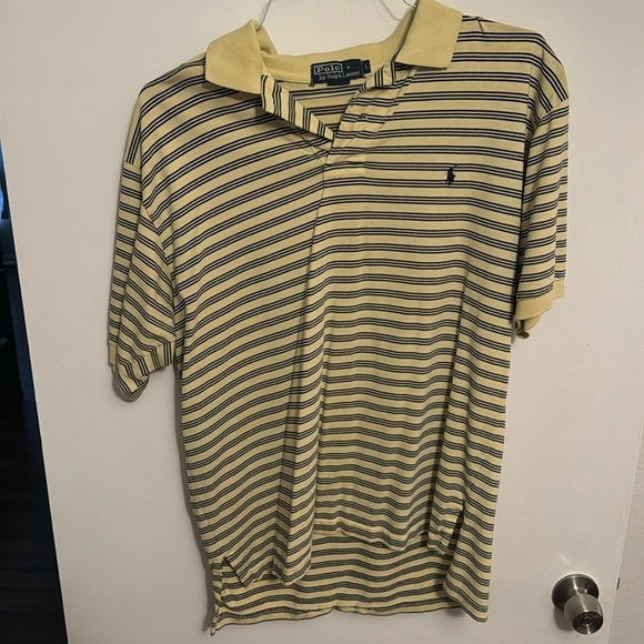 Large - Polo Ralph Lauren Collared Shirt - Yellow w/ Black Stripes - Picture 1 of 6